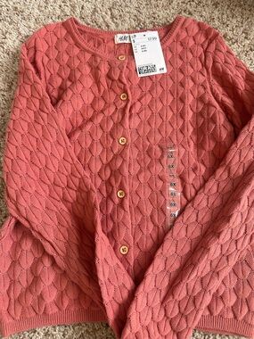 H&M Coral Knit Button-Front Cardigan